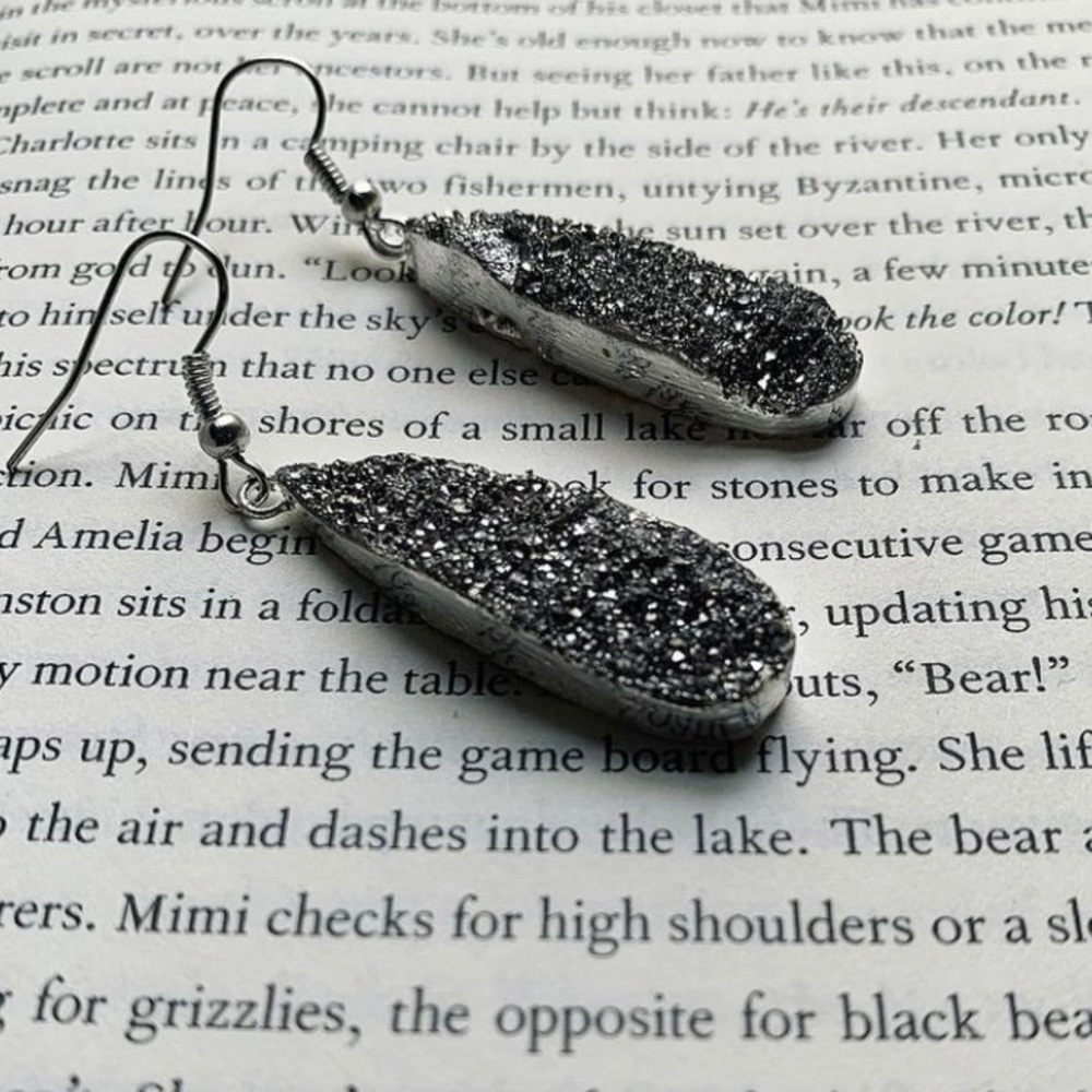 Platinum Druzy Earrings in Silver